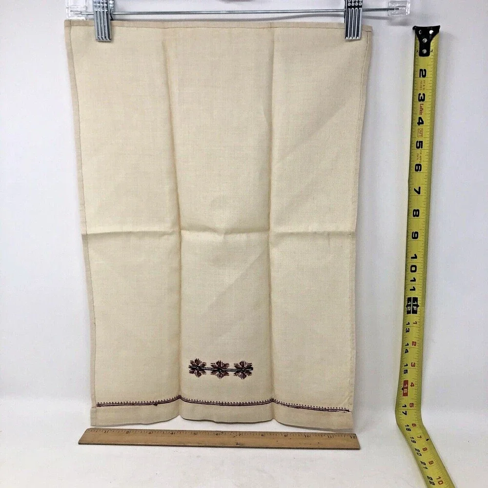 Cross Stitch Linen Fingertip Towels / Napkins Handmade Vintage NOS Set of 2